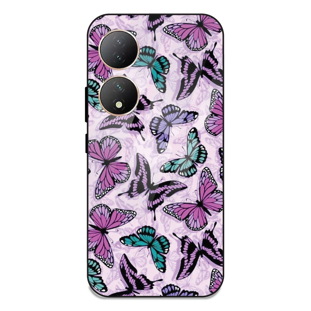 Purple Butterflies - Glass Case For Vivo Y100