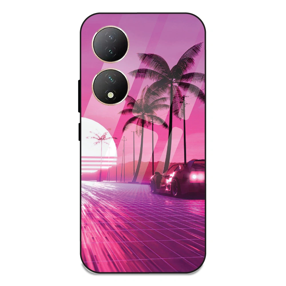 Retro Beach Synthwave - Glass Case For Vivo Y100