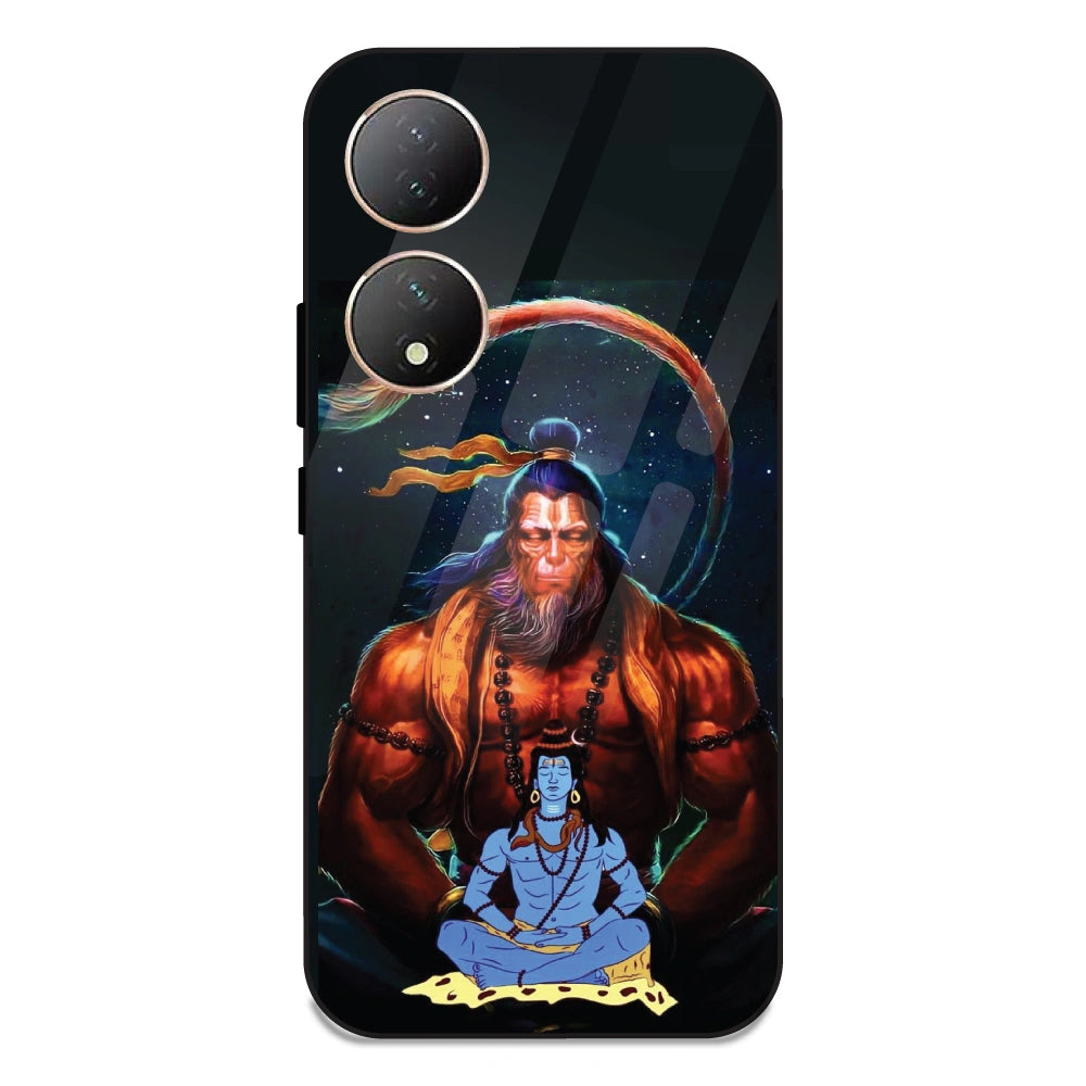 Lord Shiva & Lord Hanuman - Glass Case For Vivo Y100