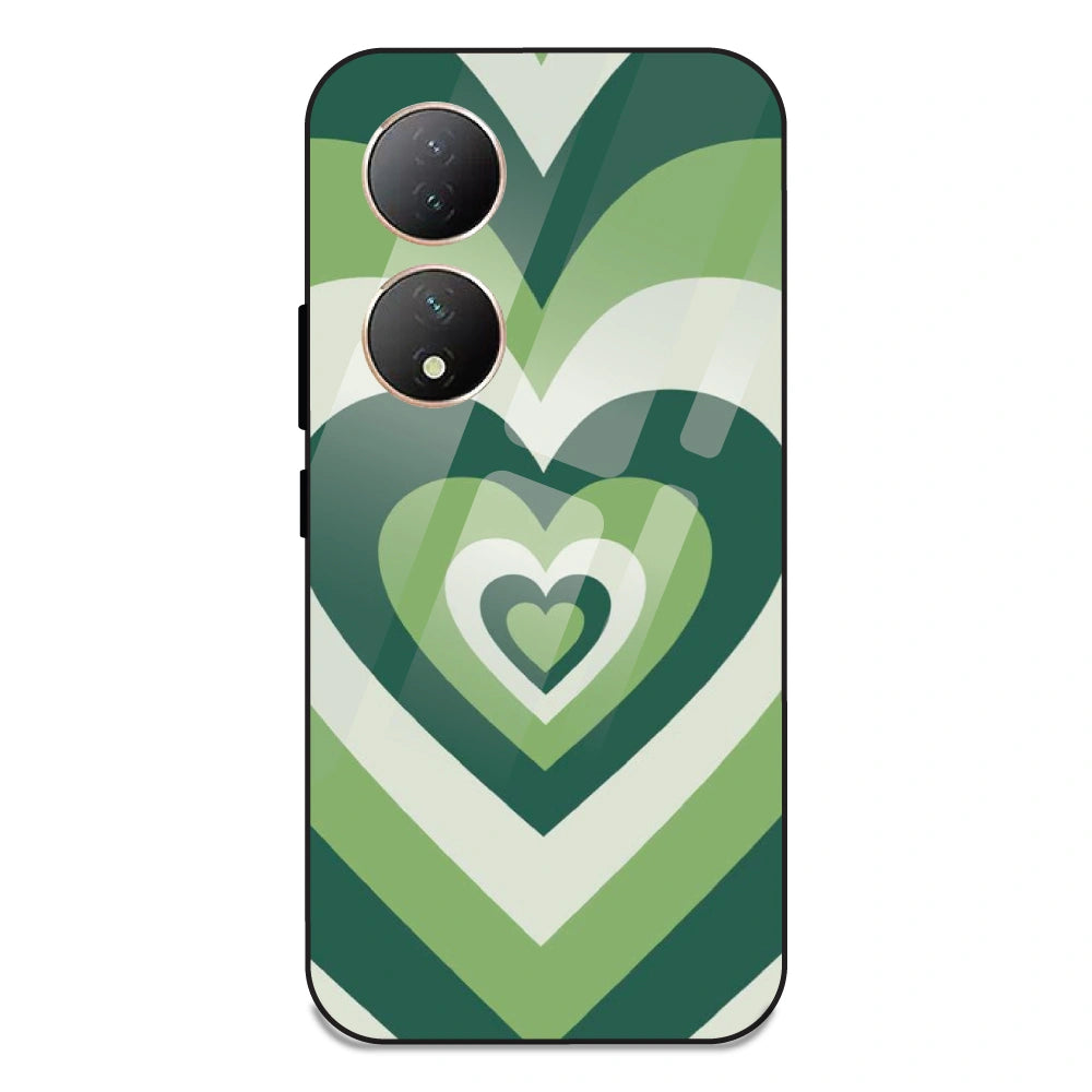 Green Hearts - Glass Case For Vivo Y100