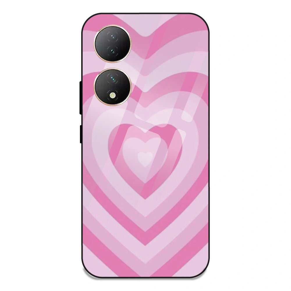 Pink Hearts - Glass Case For Vivo Y100