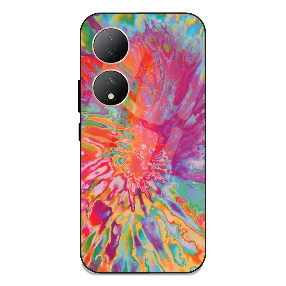 Orange Splash Tie Dye - Glass Case For Vivo Y100