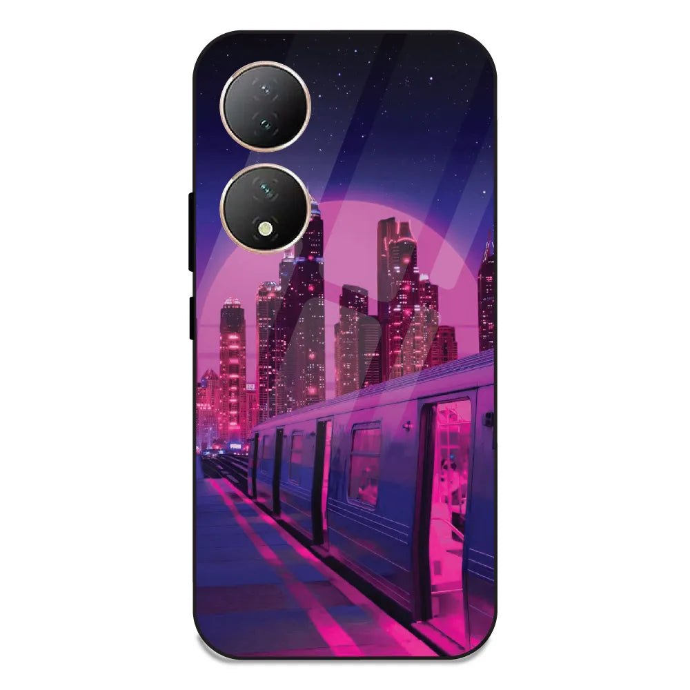 Neon City Synthwave - Glass Case For Vivo Y100