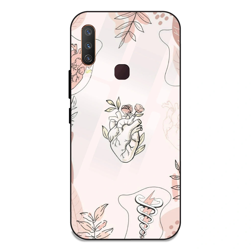 Heart And Flowers - Glass Case For Vivo Y12