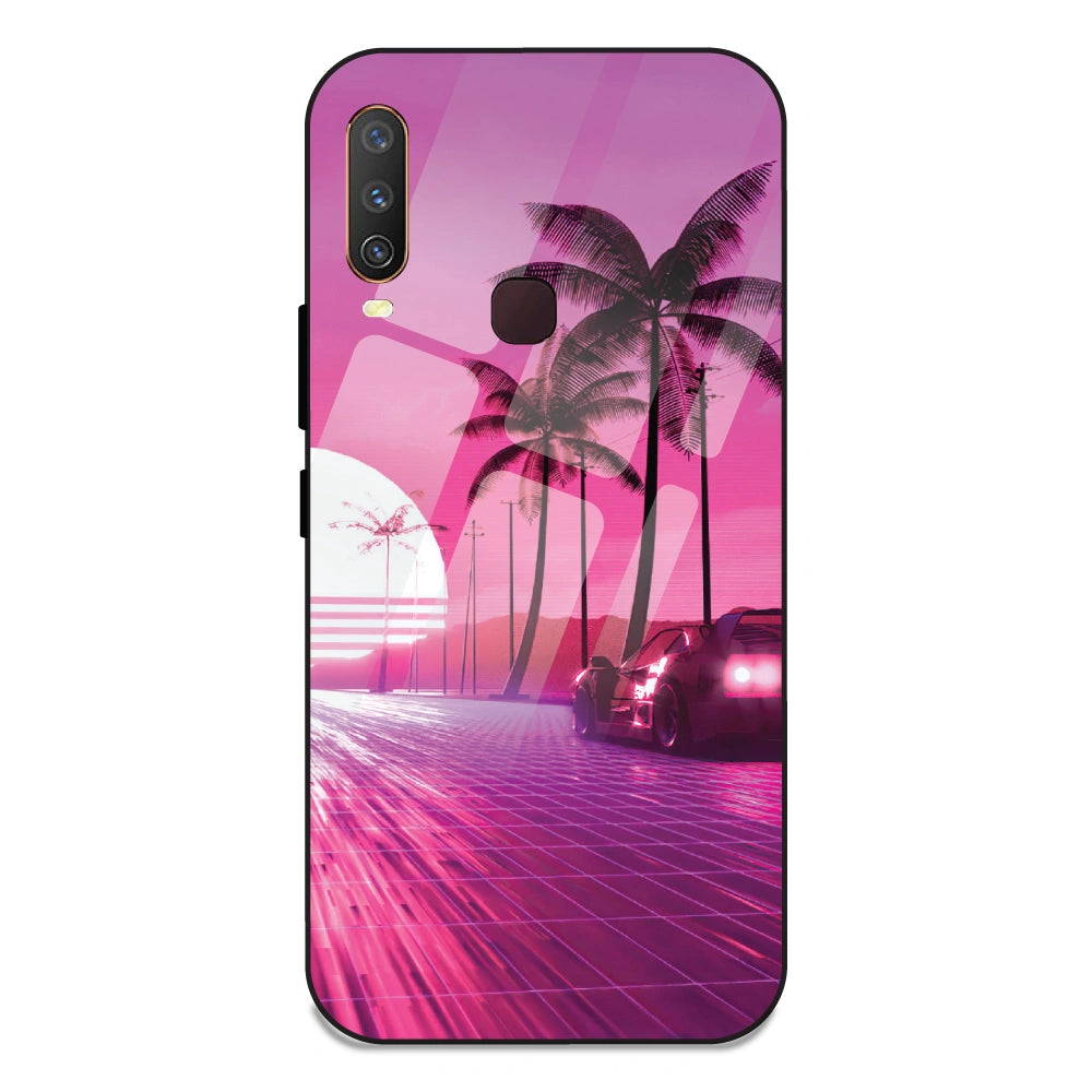 Retro Beach Synthwave - Glass Case For Vivo Y12