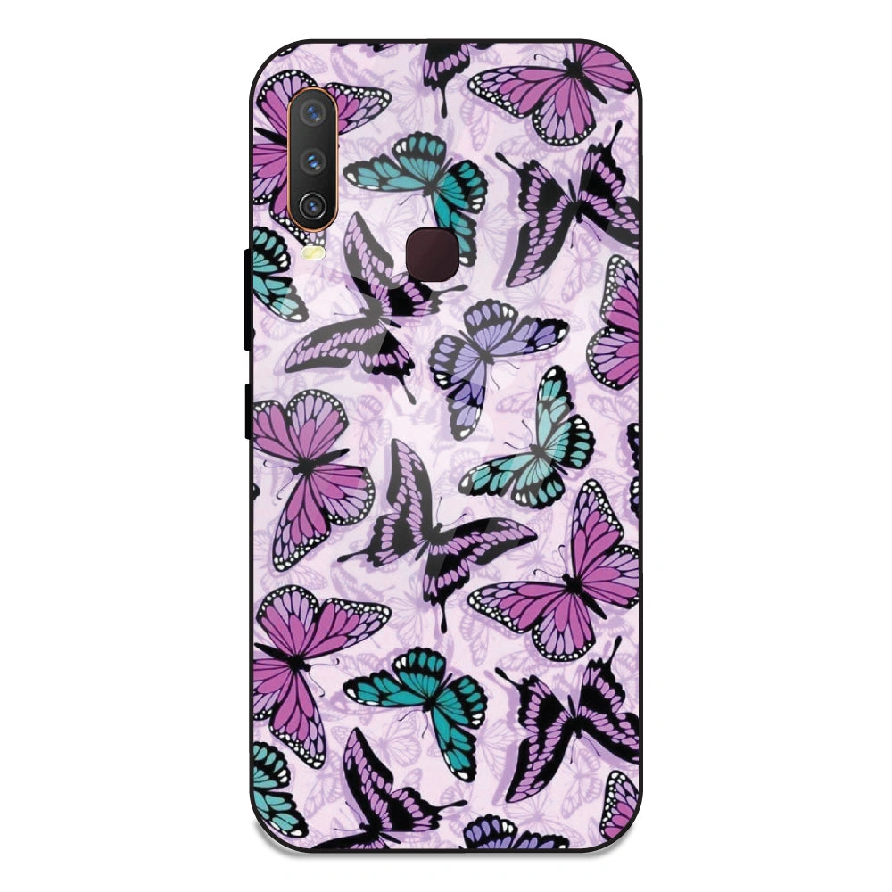 Purple Butterflies - Glass Case For Vivo Y15