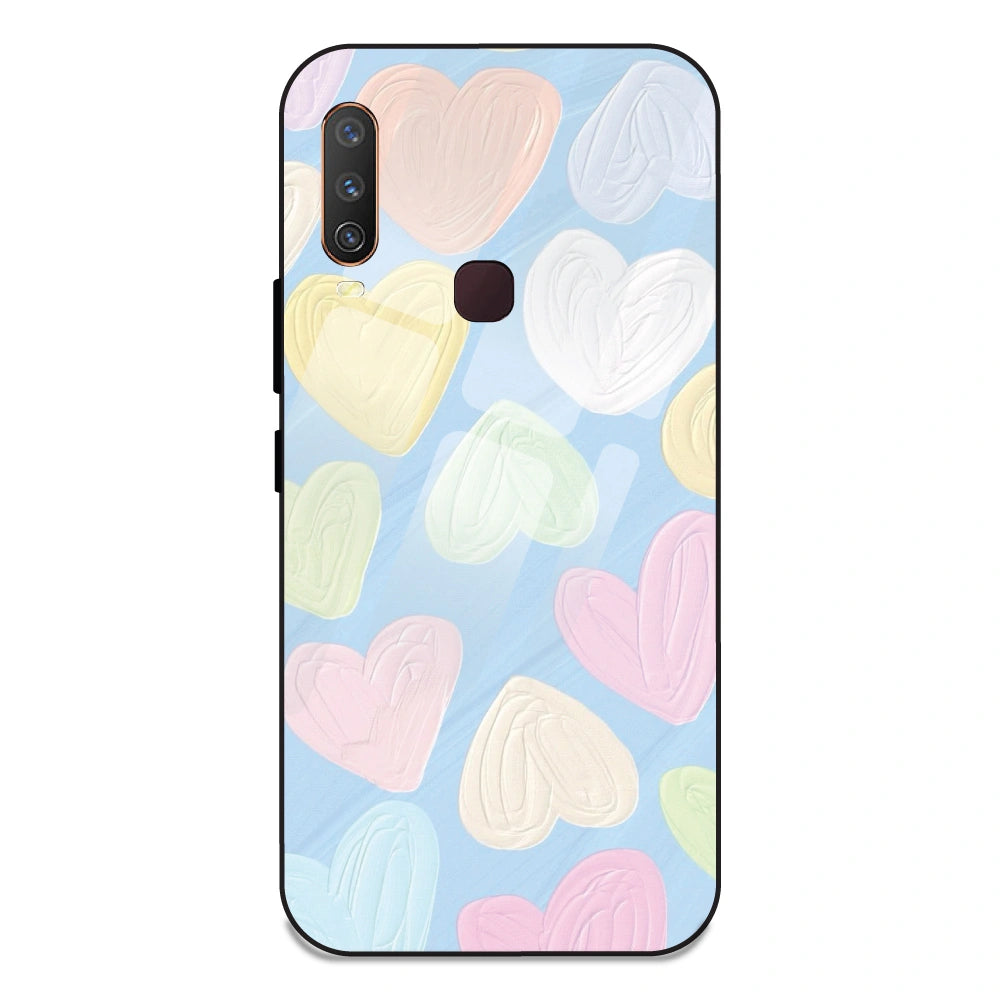 Pastel Hearts - Glass Case For Vivo Y15