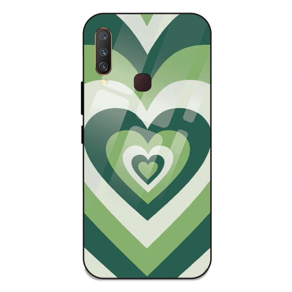 Green Hearts - Glass Case For Vivo Y15