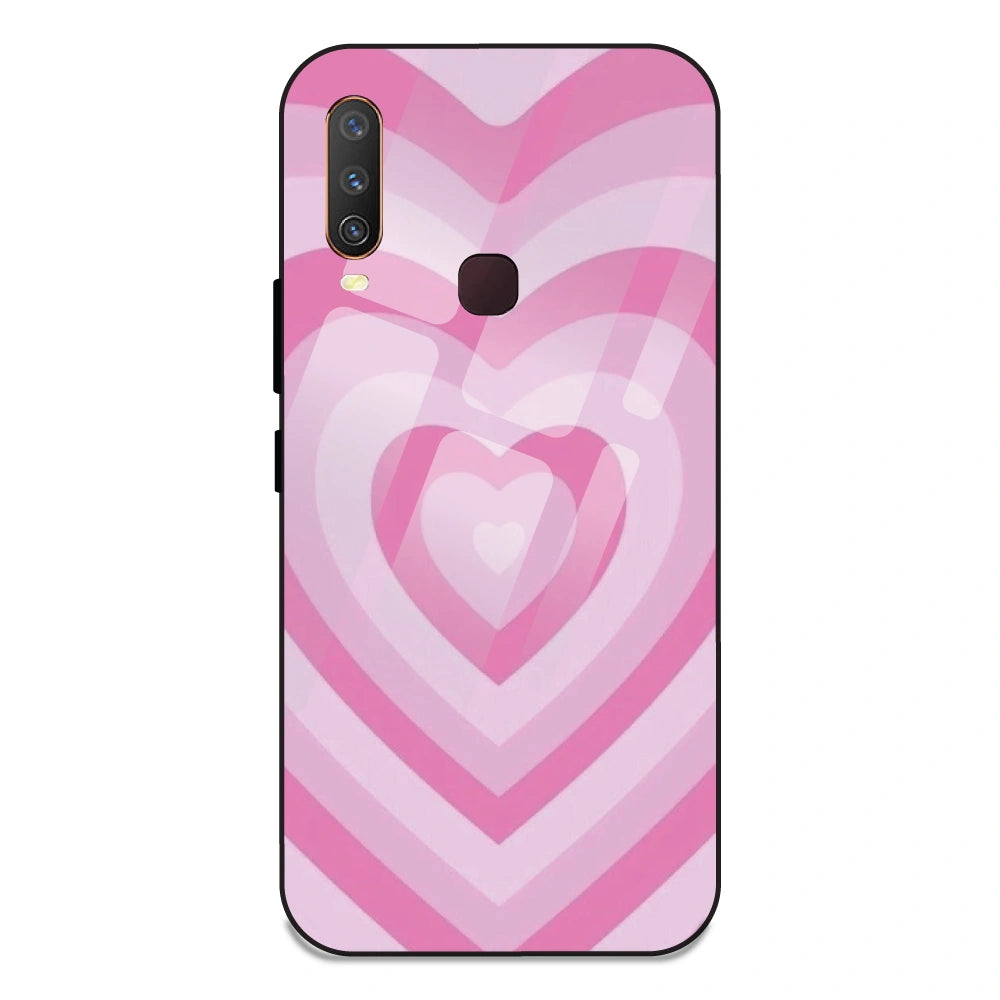 Pink Hearts - Glass Case For Vivo Y15