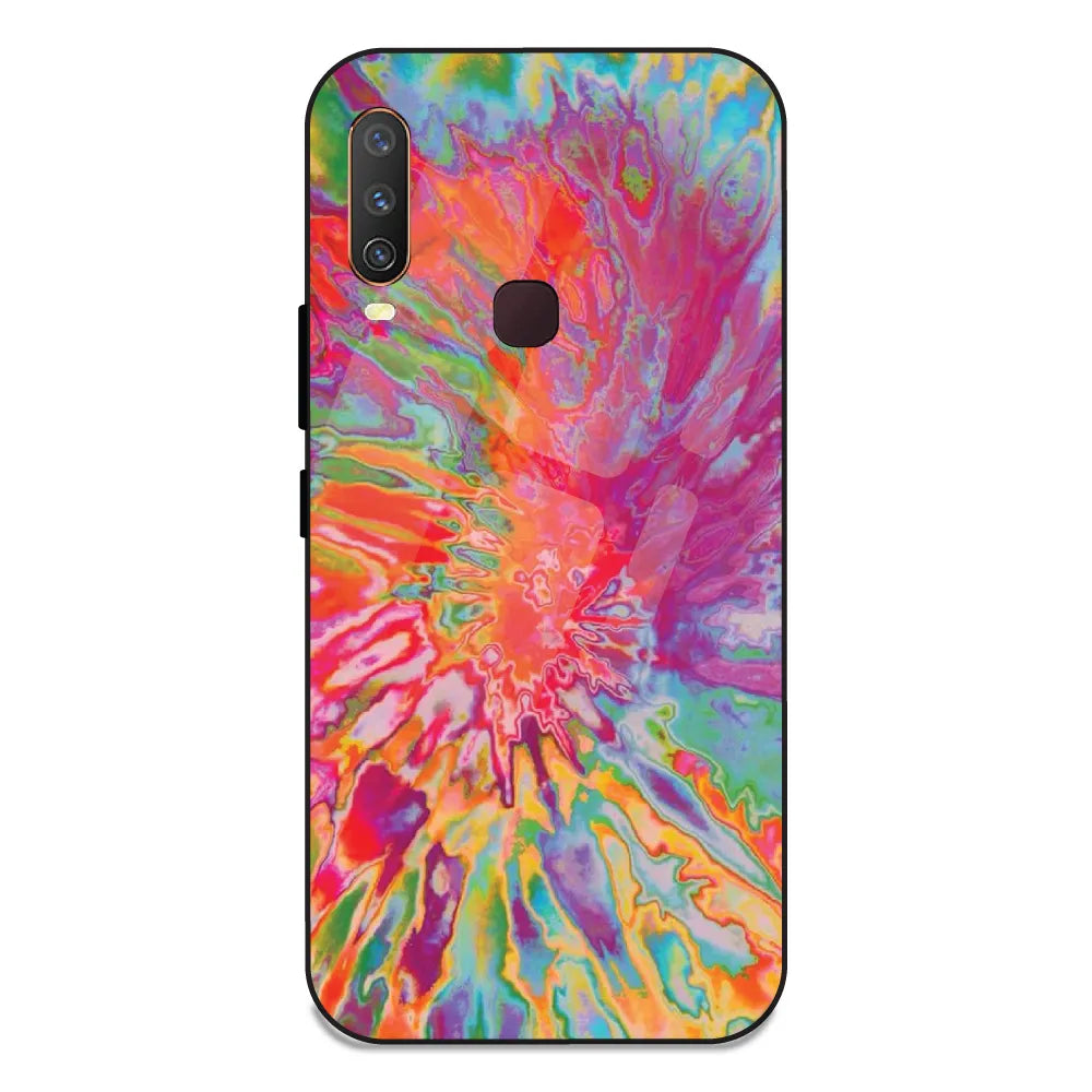 Orange Splash Tie Dye - Glass Case For Vivo Y15