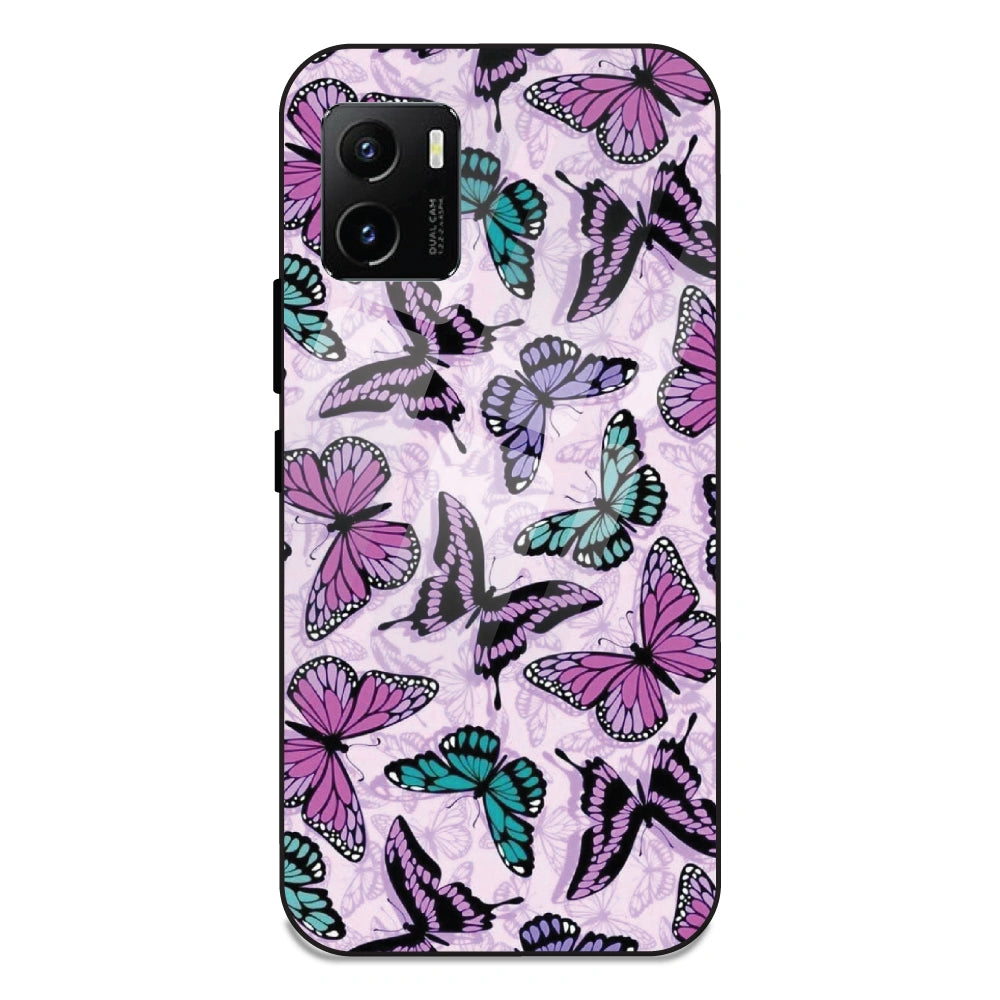Purple Butterflies - Glass Case For Vivo Y15S
