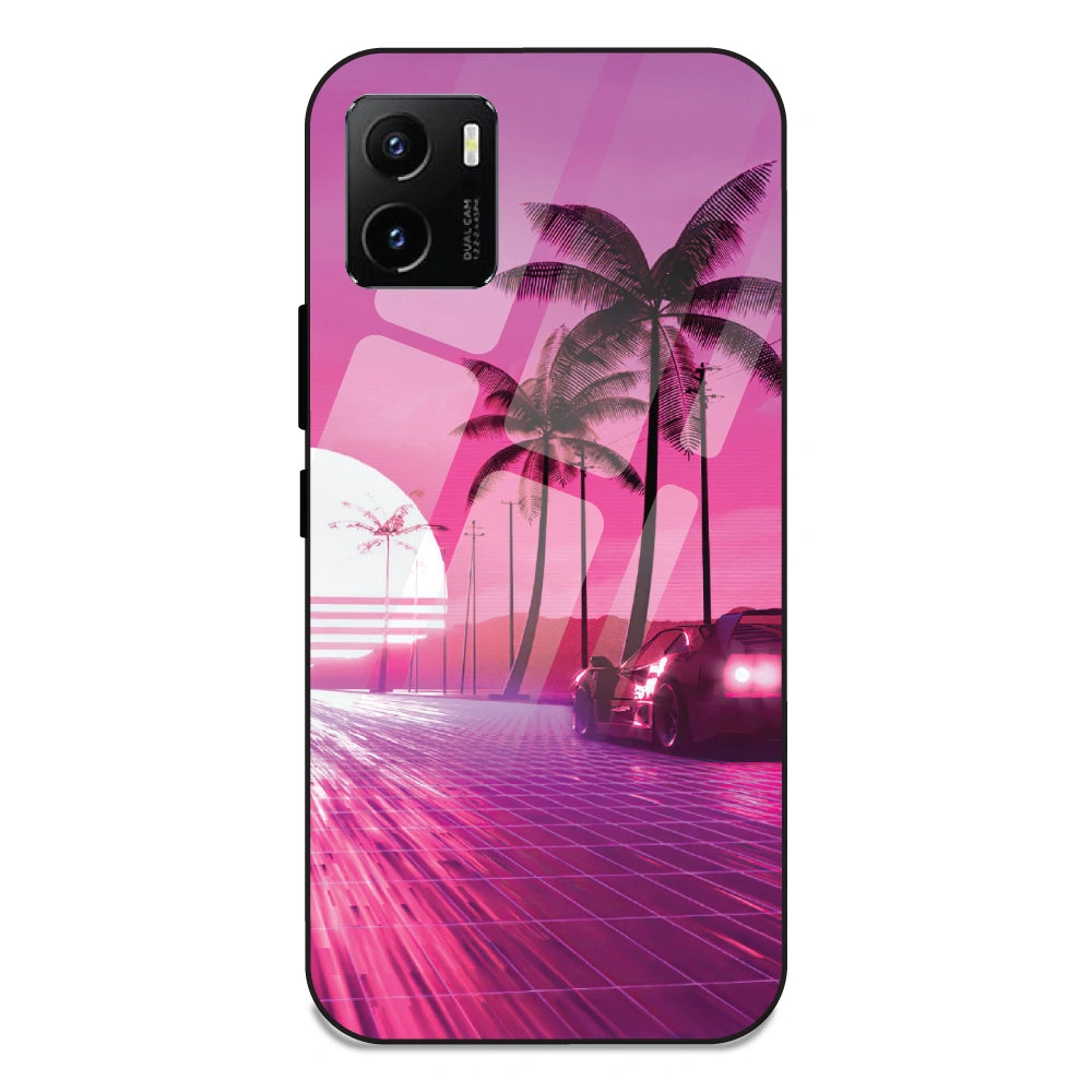 Retro Beach Synthwave - Glass Case For Vivo Y15S