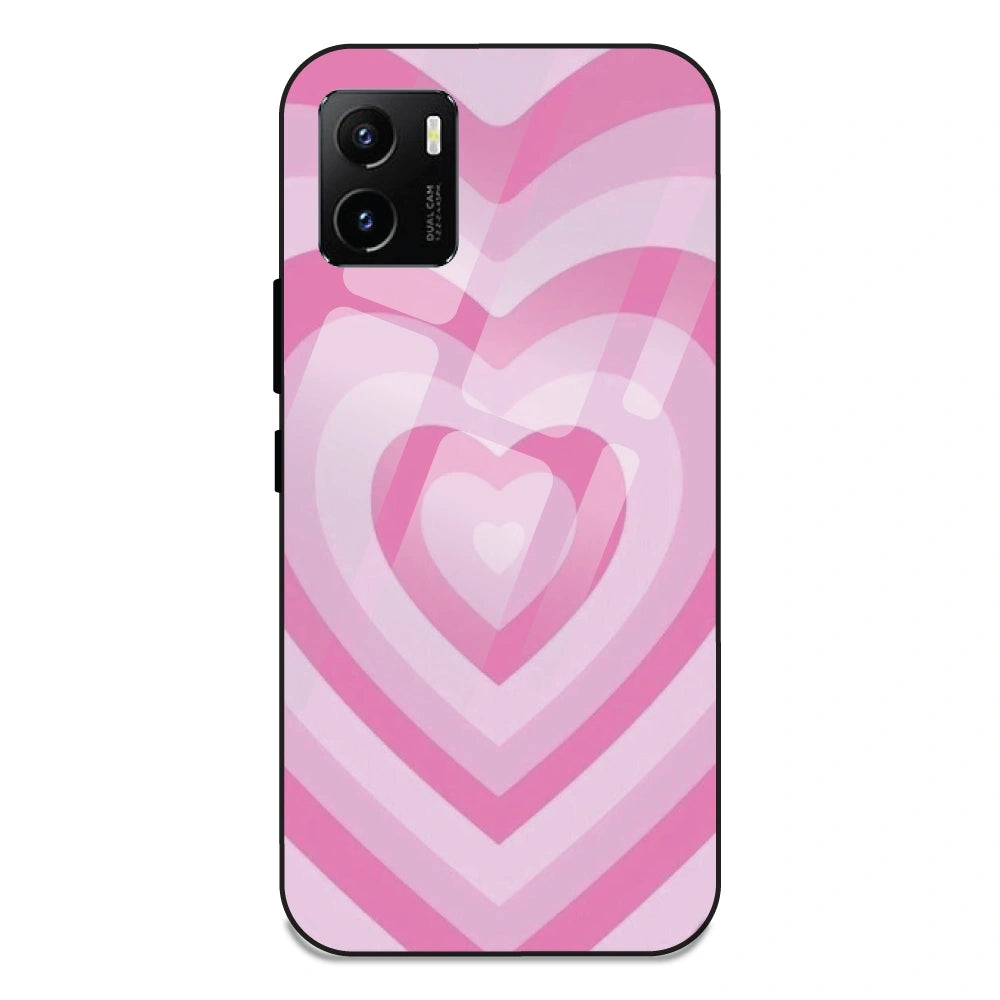 Pink Hearts - Glass Case For Vivo Y15S