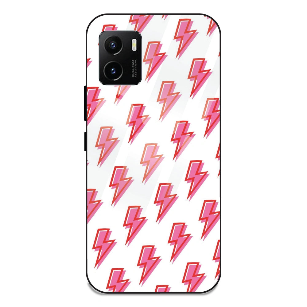 Pink Lightning Bolts - Glass Case For Vivo Y15S