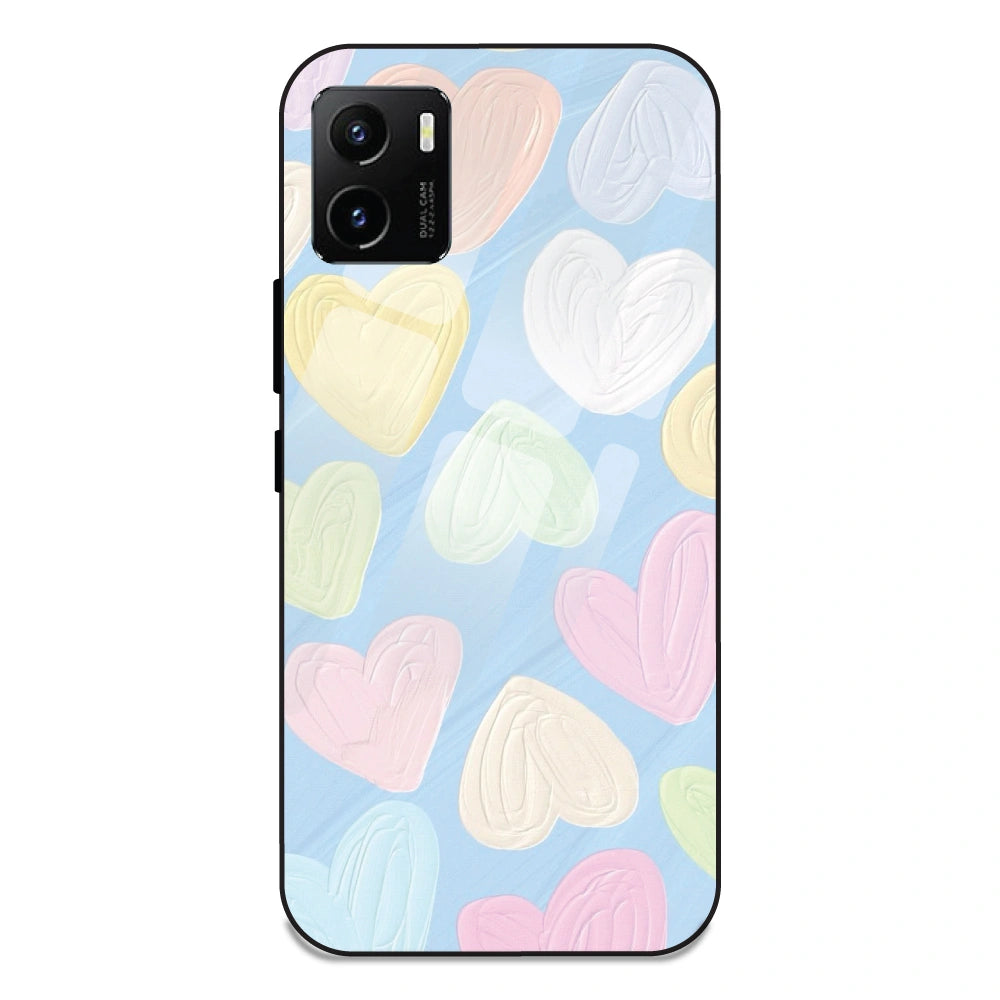Pastel Hearts - Glass Case For Vivo Y15S