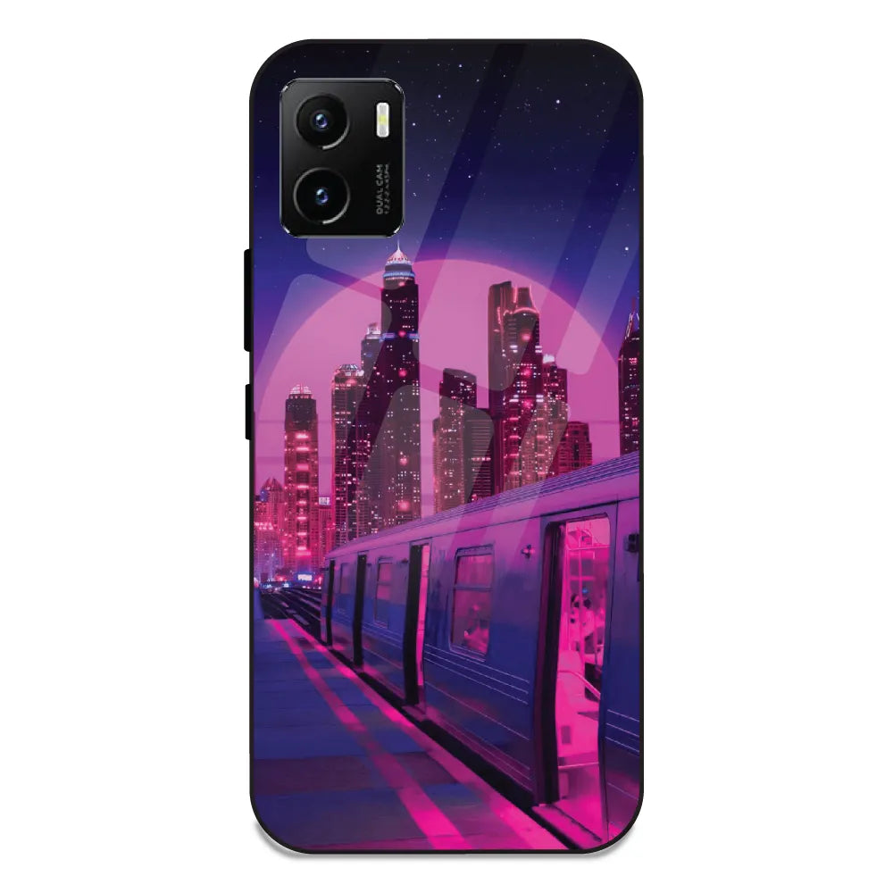 Neon City Synthwave - Glass Case For Vivo Y15S