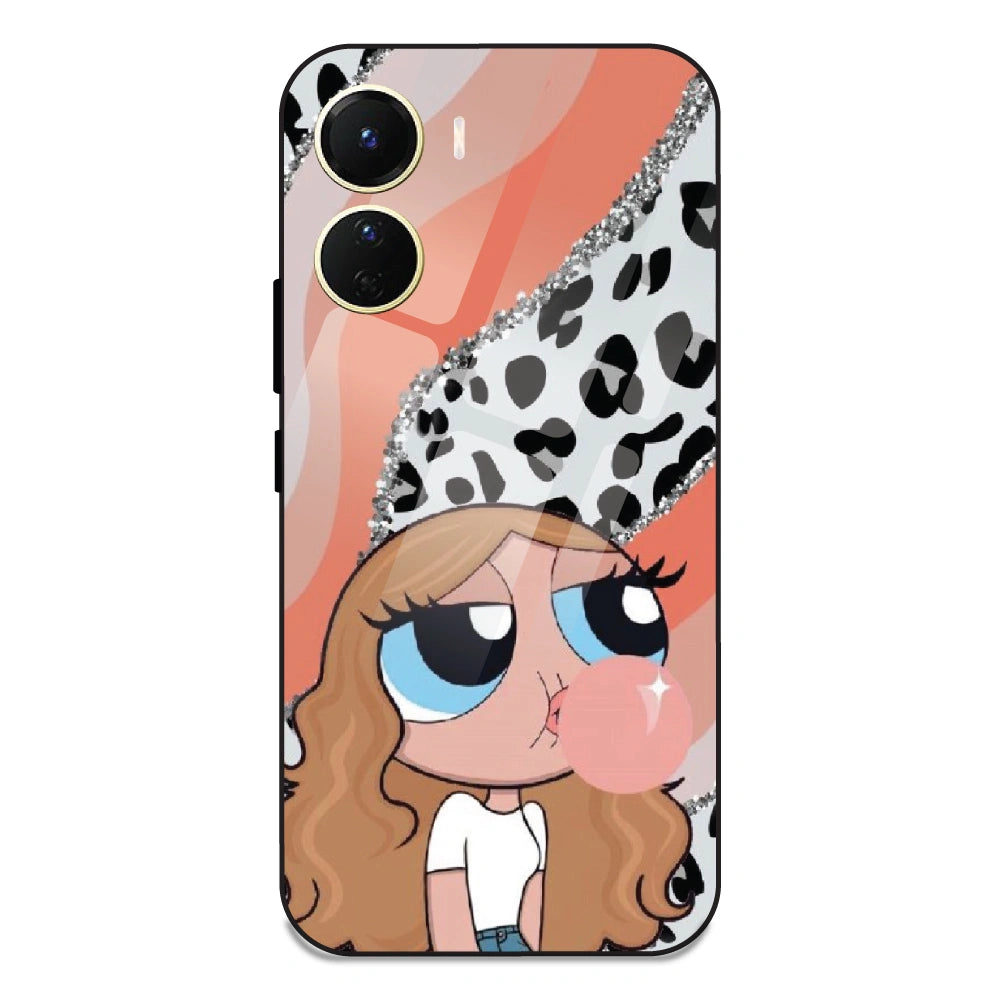 Peach Print Baddie Girl - Glass Case For Vivo Y16