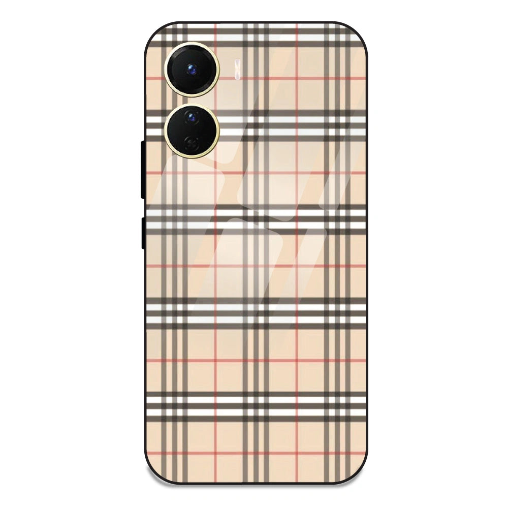 Yellow Checks - Glass Case For Vivo Y16