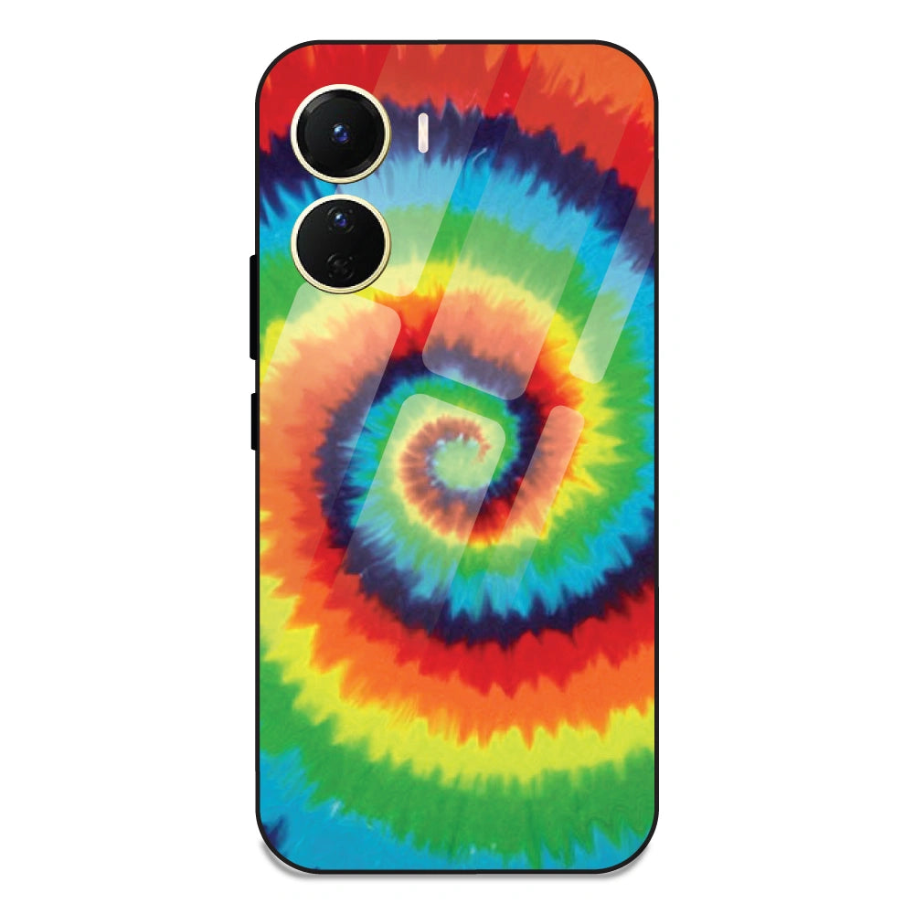 Rainbow Tie Dye - Glass Case For Vivo Y16