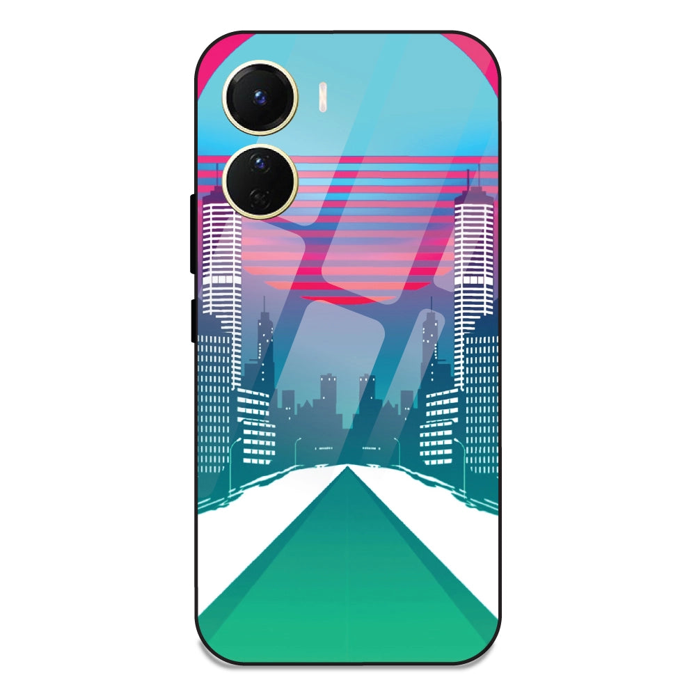 Citylight Synthwave - Glass Case For Vivo Y16