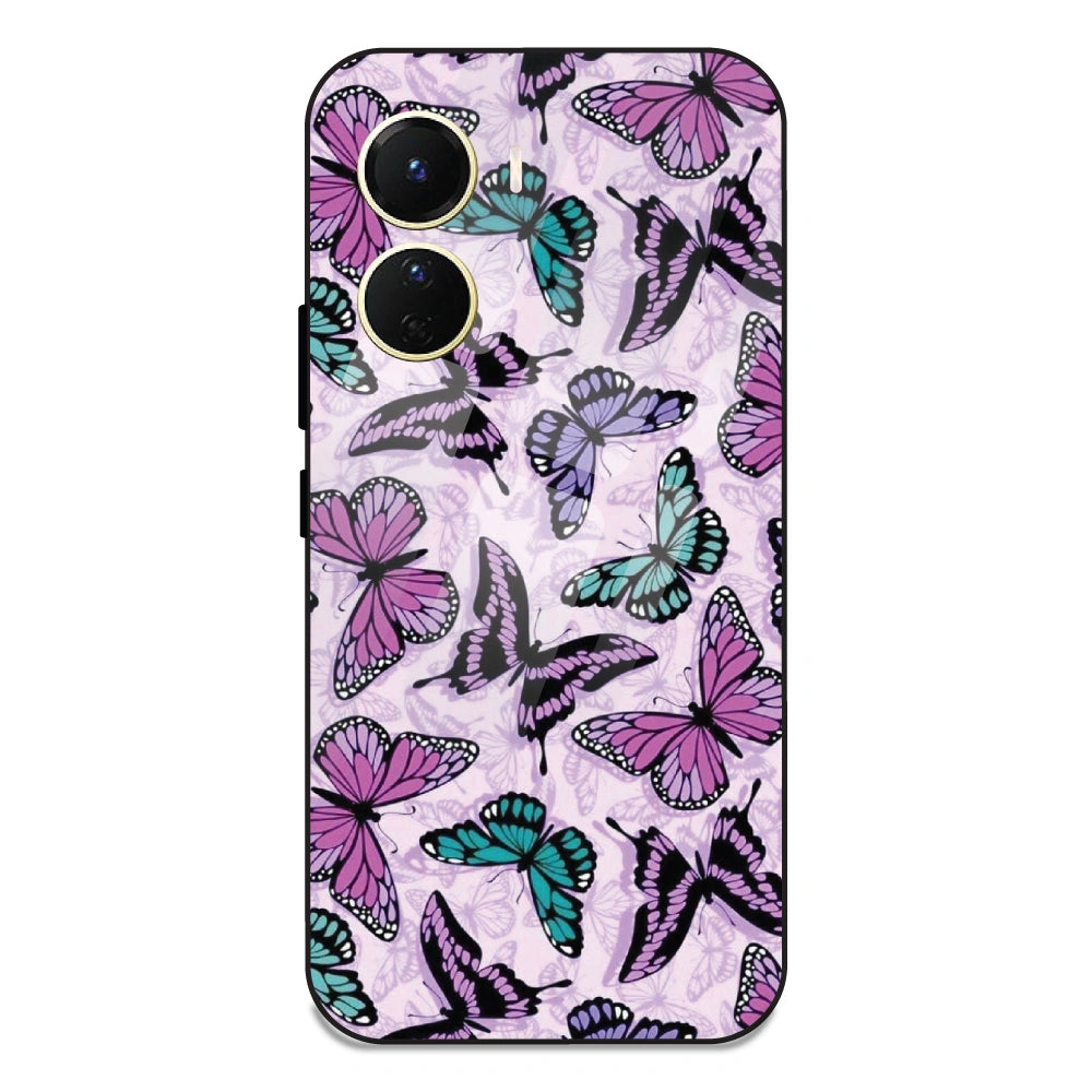 Purple Butterflies - Glass Case For Vivo Y16