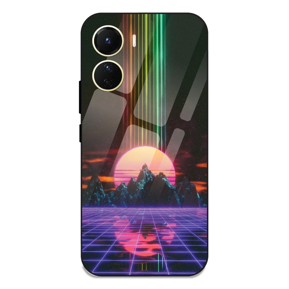 Retro Sunset Synthwave - Glass Case For Vivo Y16