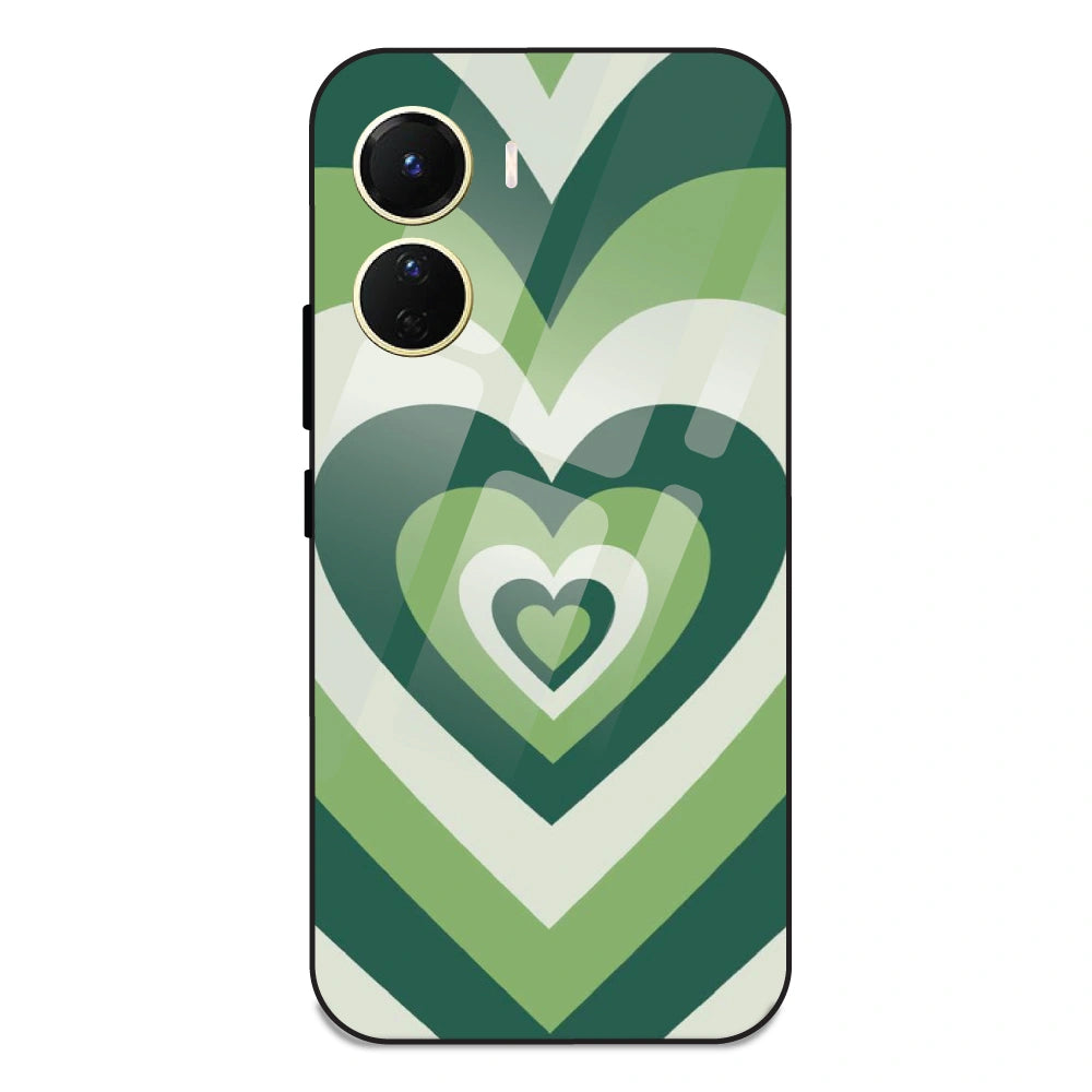 Green Hearts - Glass Case For Vivo Y16