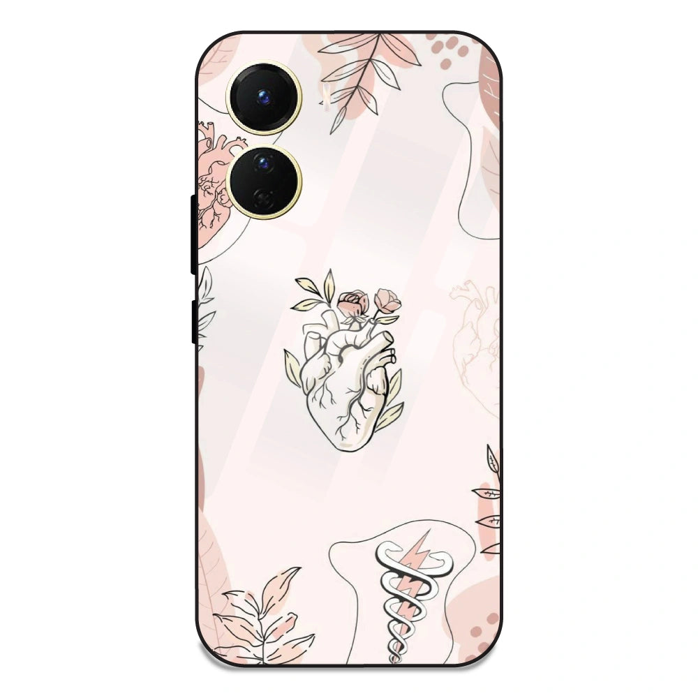 Heart And Flowers - Glass Case For Vivo Y16