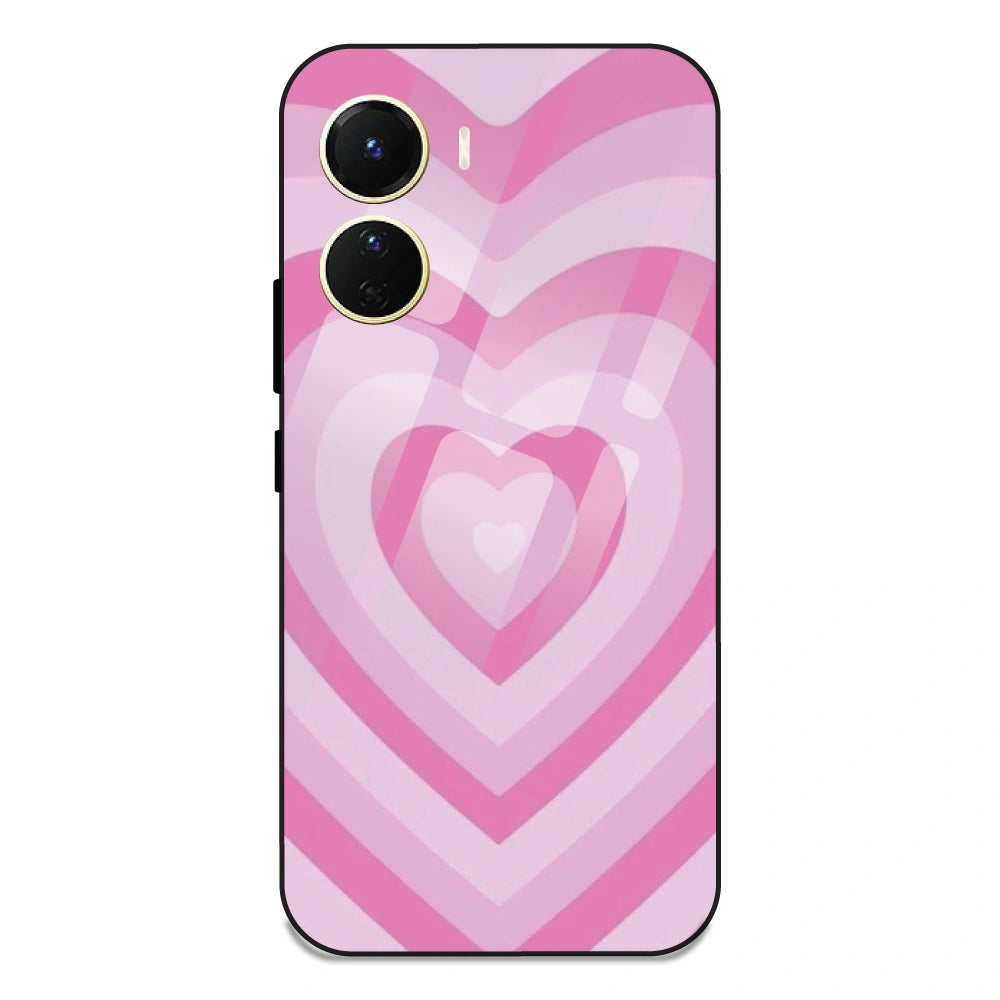 Pink Hearts - Glass Case For Vivo Y16