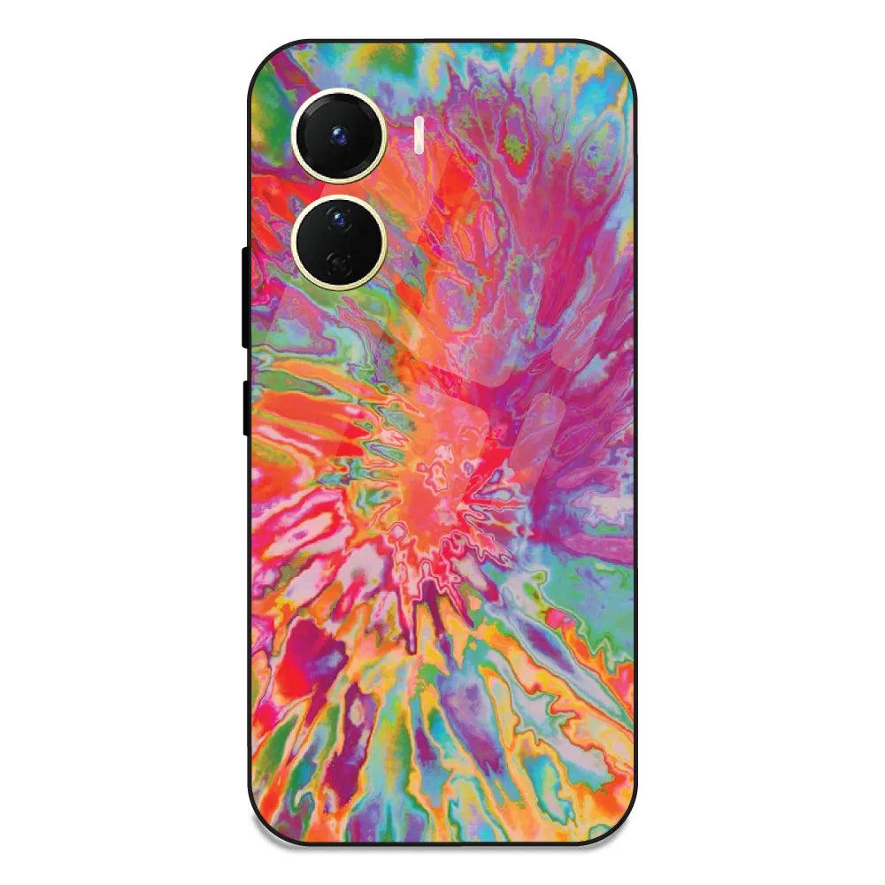 Orange Splash Tie Dye - Glass Case For Vivo Y16