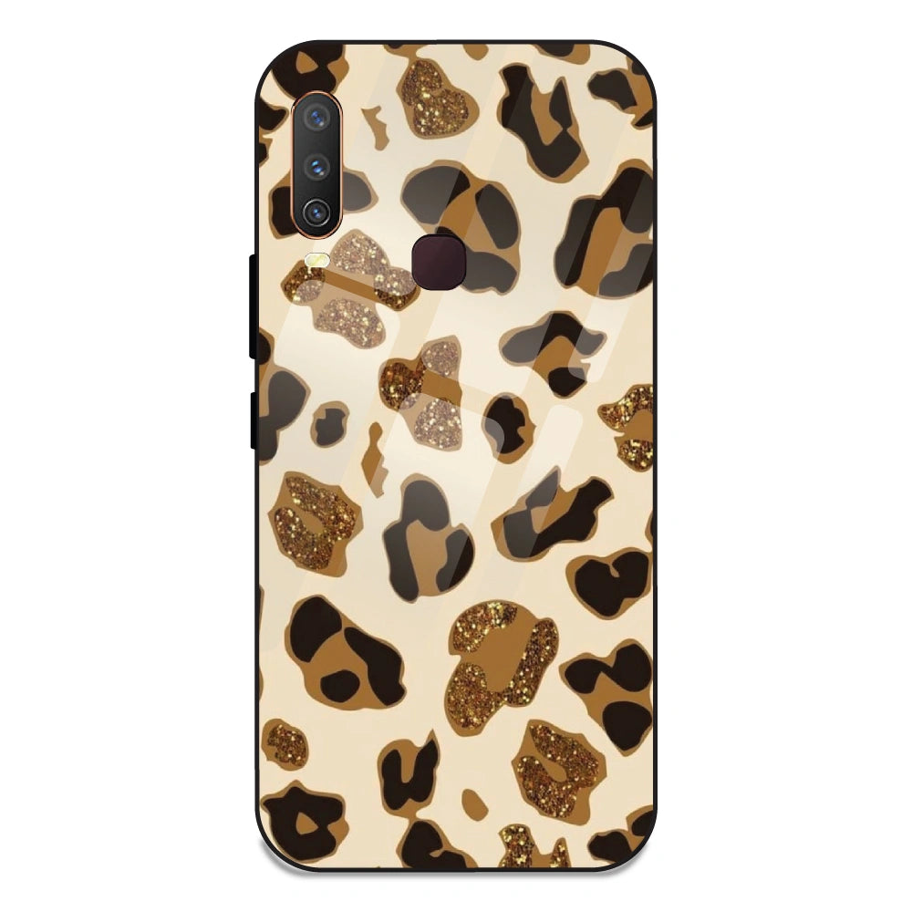 Leopard Glitter Print- Glass Case For Vivo Y17