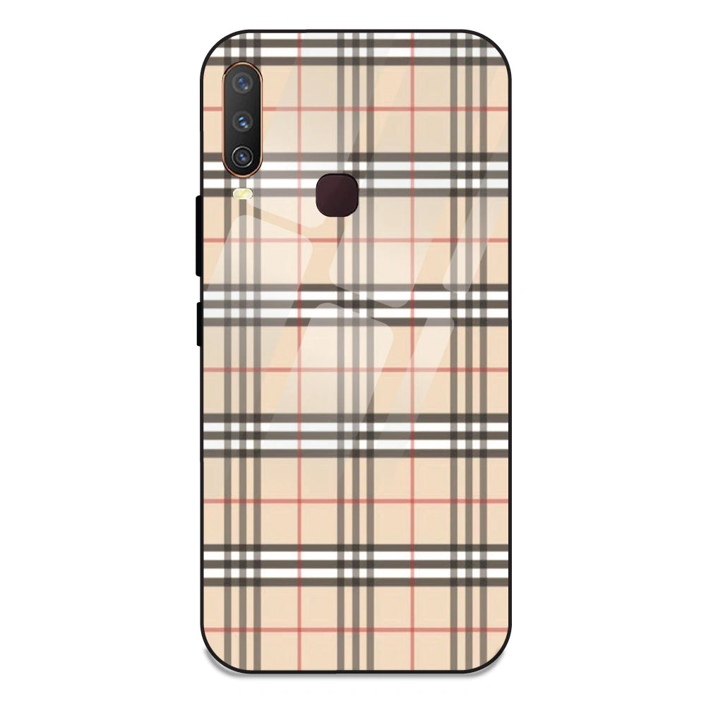 Yellow Checks - Glass Case For Vivo Y17