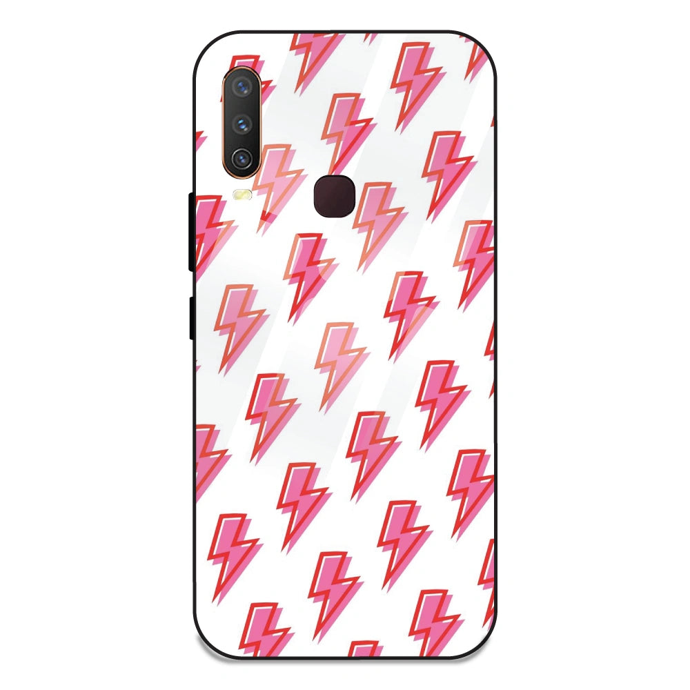 Pink Lightning Bolts - Glass Case For Vivo Y17