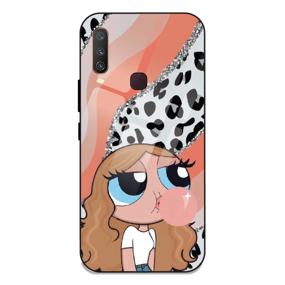 Peach Print Baddie Girl - Glass Case For Vivo Y17