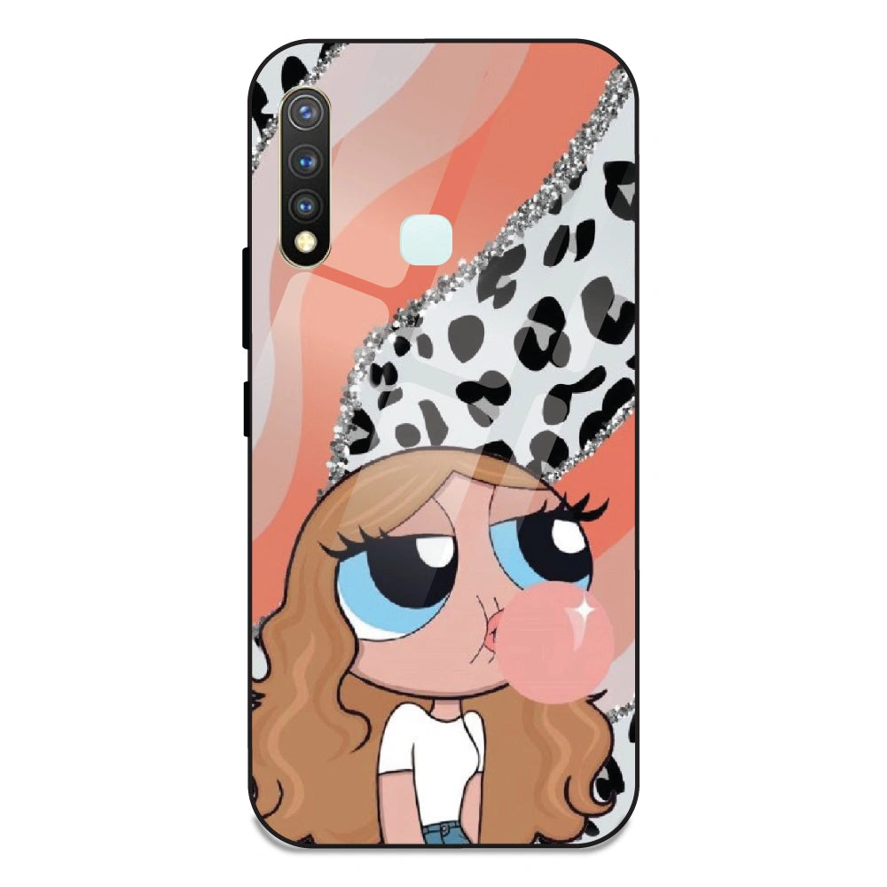 Peach Print Baddie Girl - Glass Case For Vivo Y19