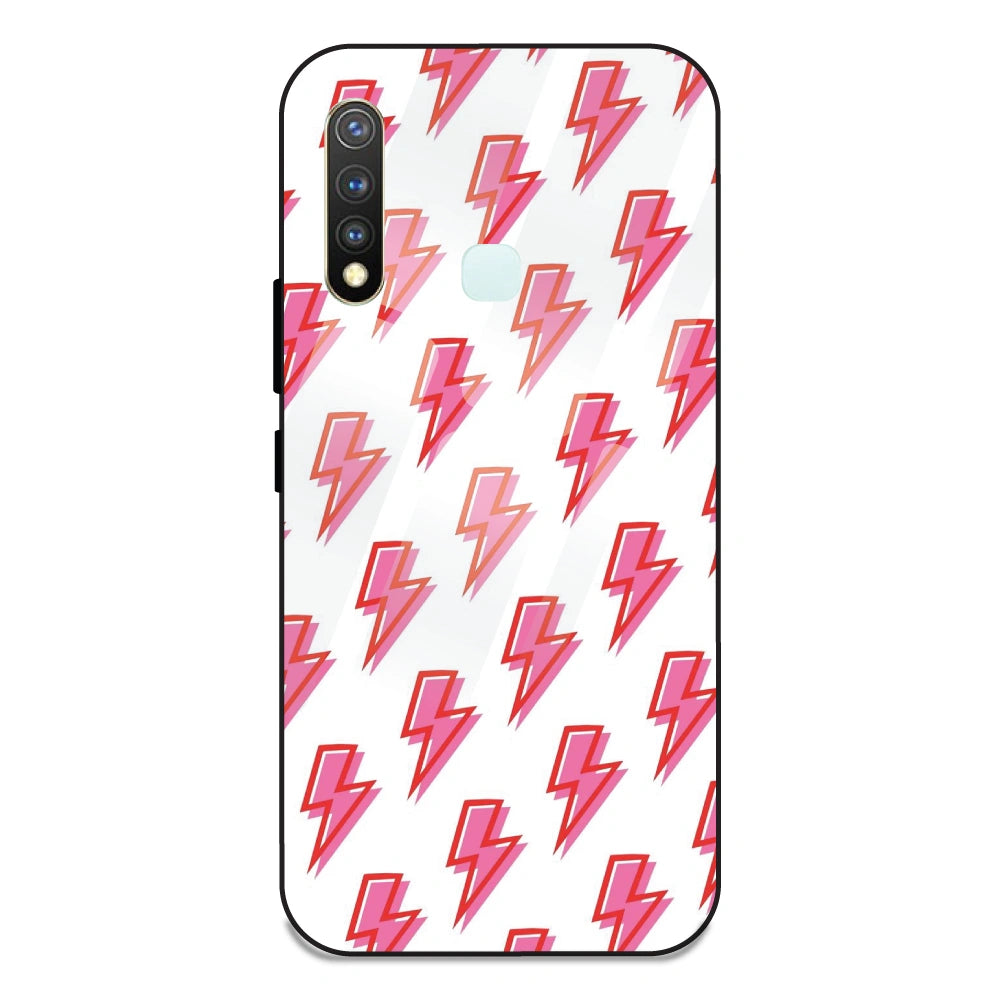 Pink Lightning Bolts - Glass Case For Vivo Y19