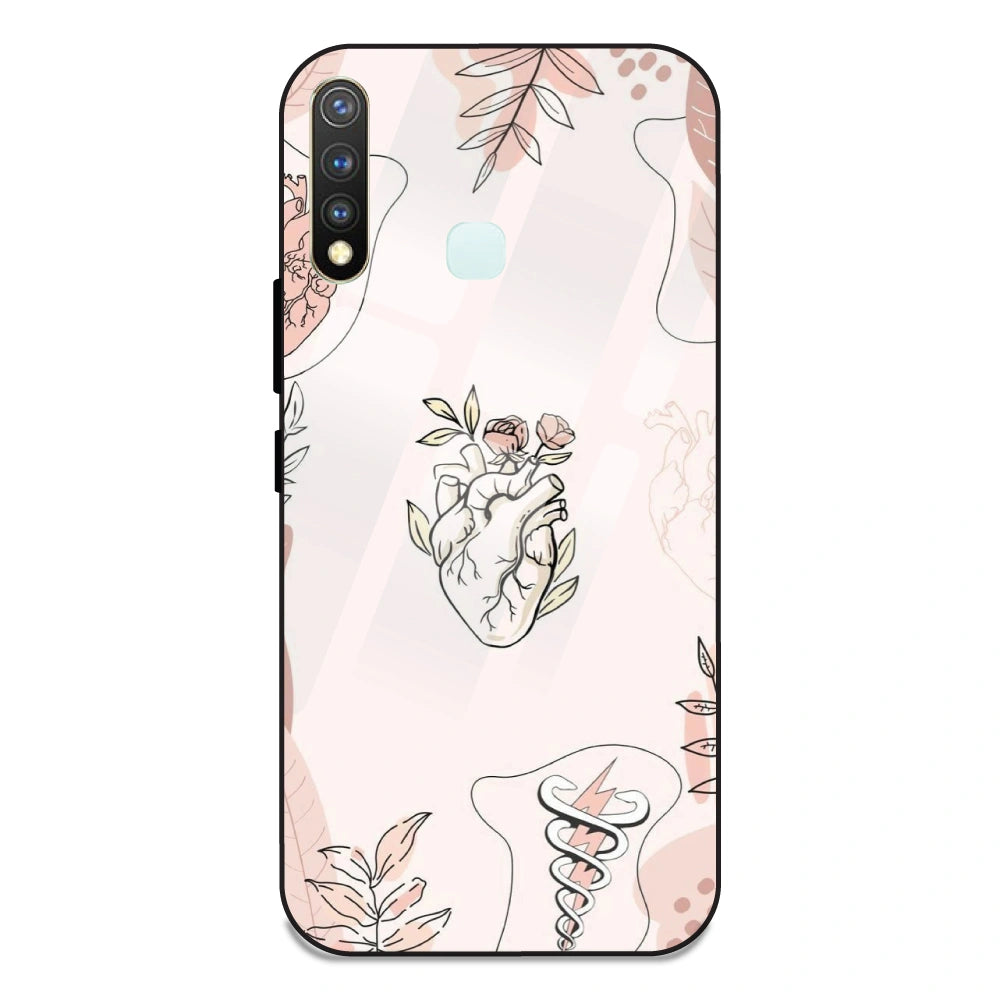 Heart And Flowers - Glass Case For Vivo Y19