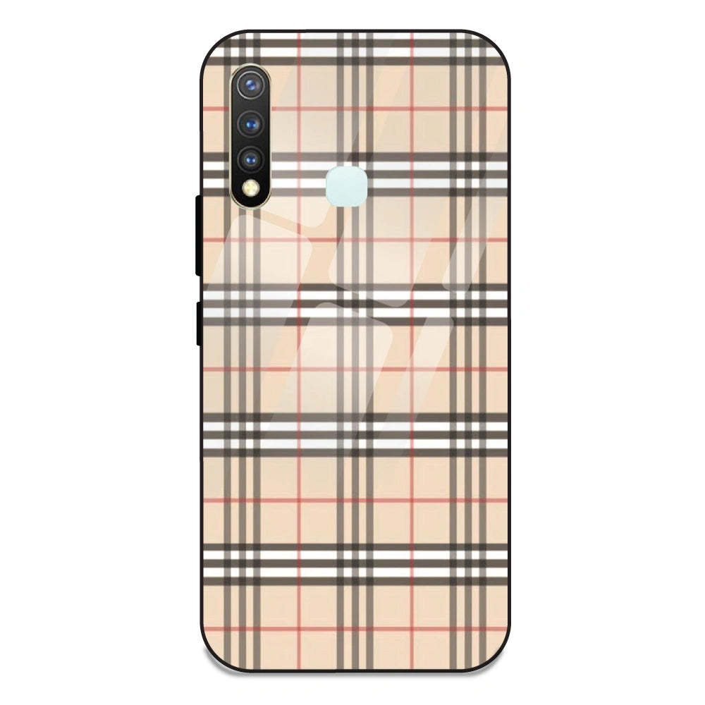 Yellow Checks - Glass Case For Vivo Y19