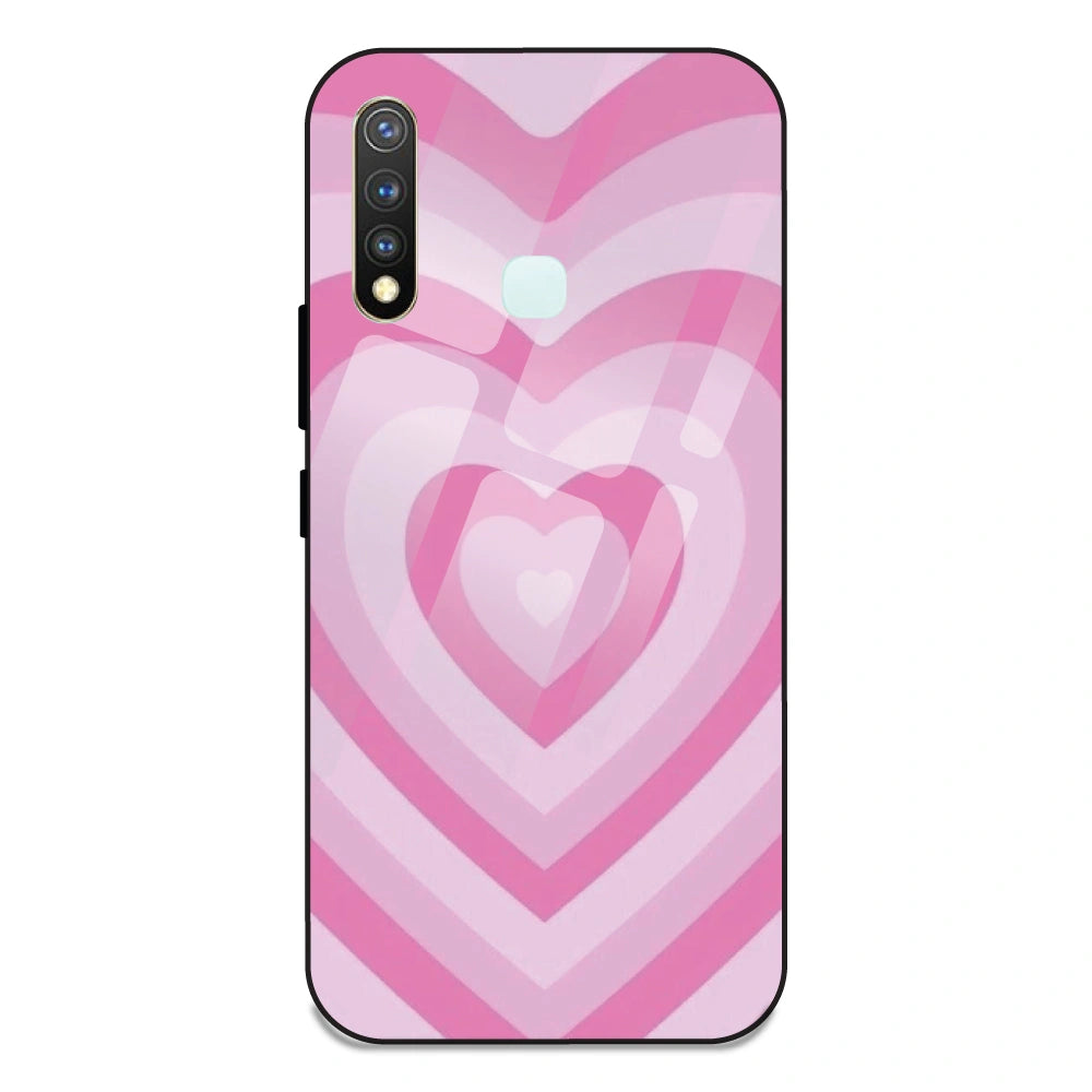 Pink Hearts - Glass Case For Vivo Y19
