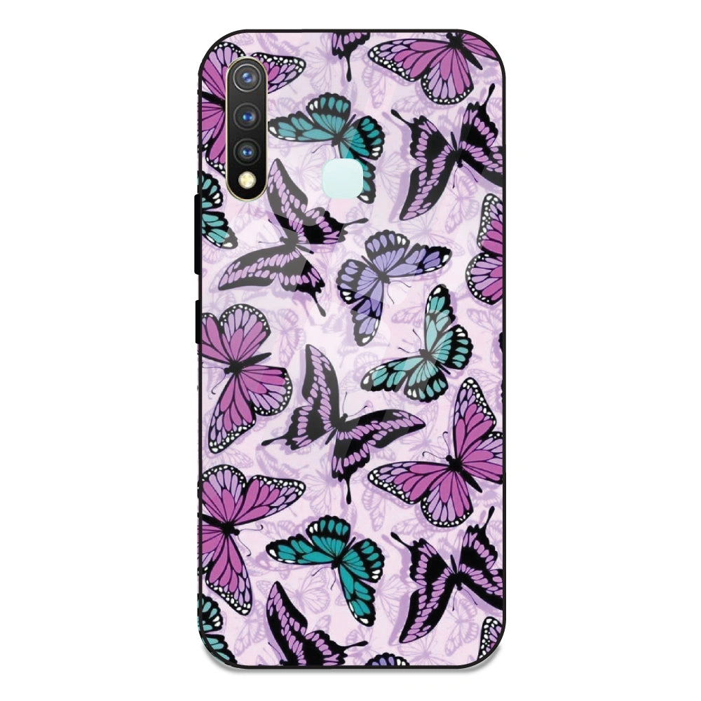 Purple Butterflies - Glass Case For Vivo Y19
