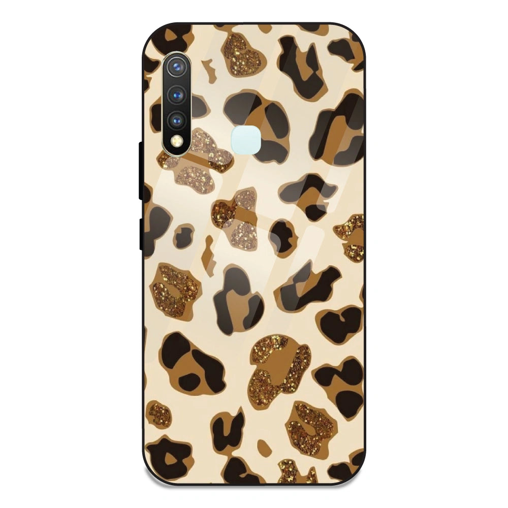 Leopard Glitter Print - Glass Case For Vivo Y19