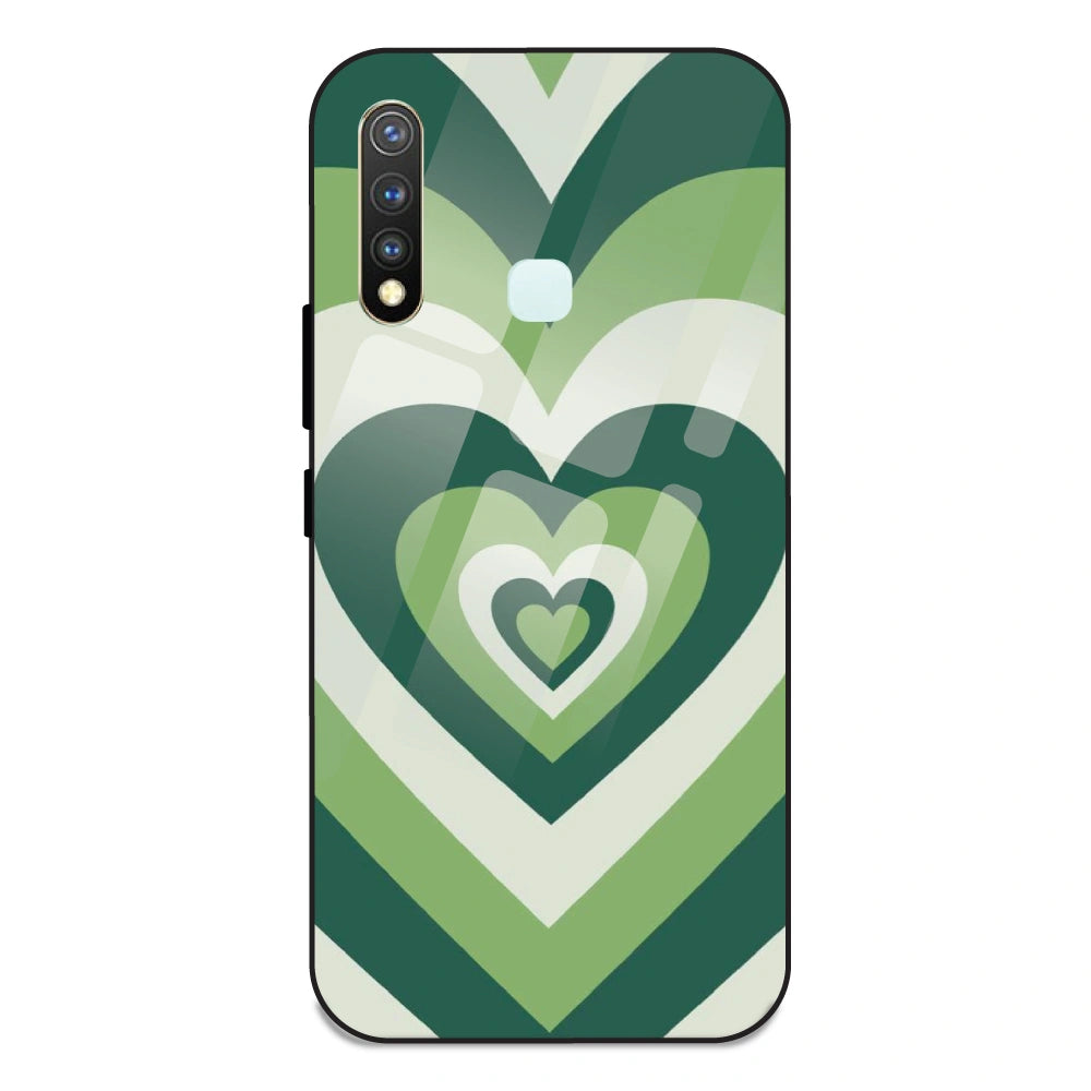 Green Hearts - Glass Case For Vivo Y19