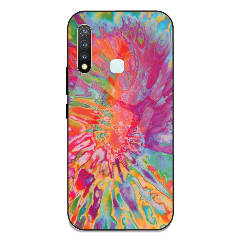 Orange Splash Tie Dye - Glass Case For Vivo Y19