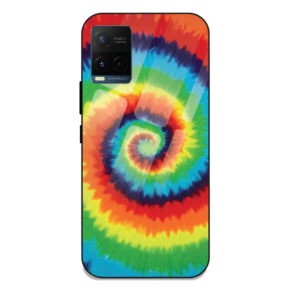 Rainbow Tie Dye - Glass Case For Vivo Y21