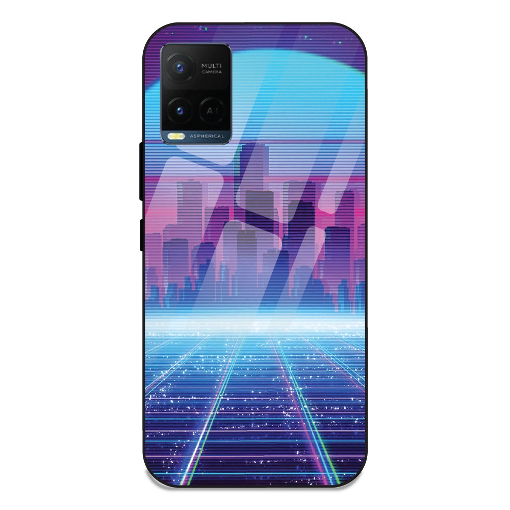 Cityscape Synthwave - Glass Case For Vivo Y21