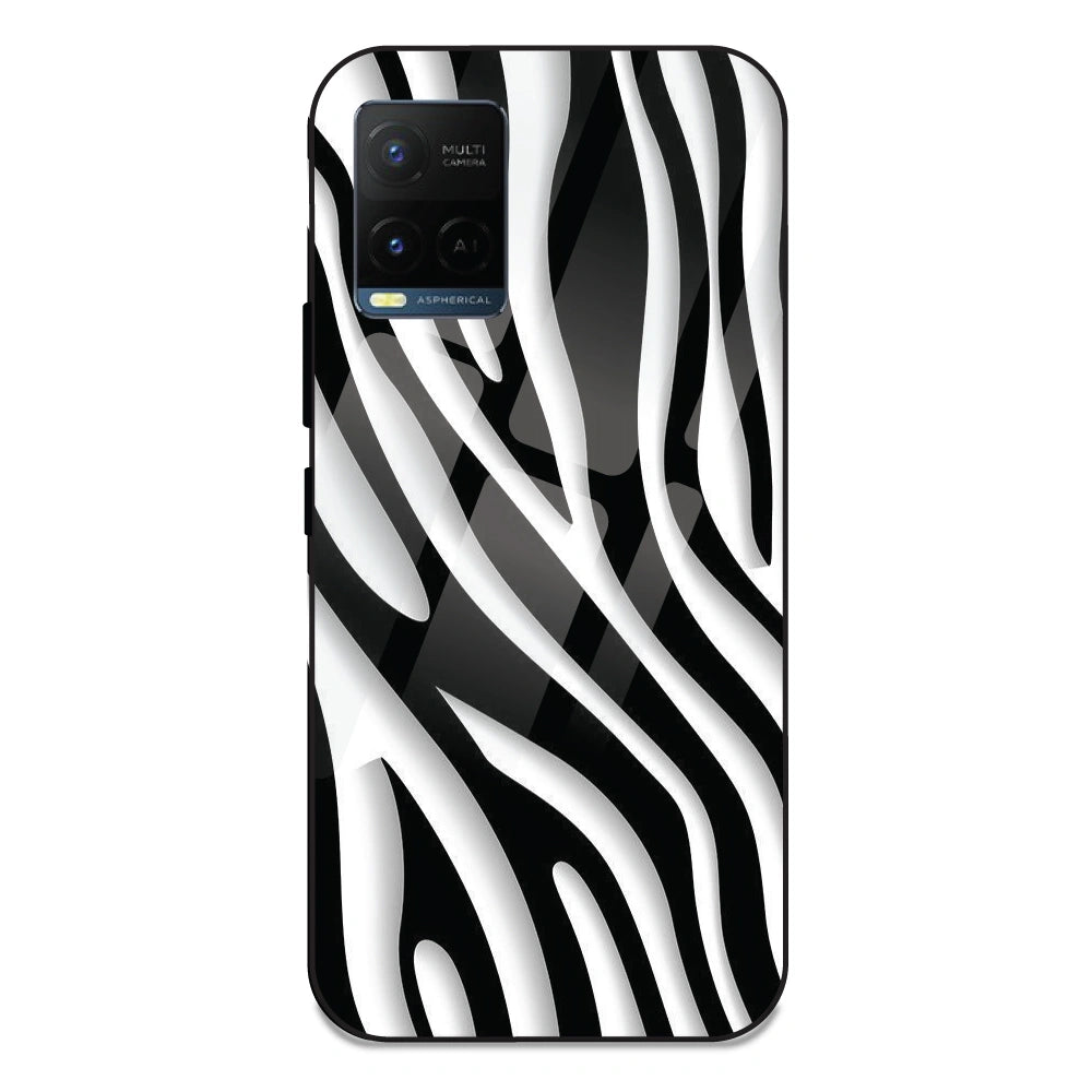 Zebra Print - Glass Case For Vivo Y21