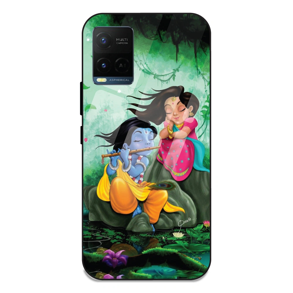 Radha Krishna - Glass Case For Vivo Y21