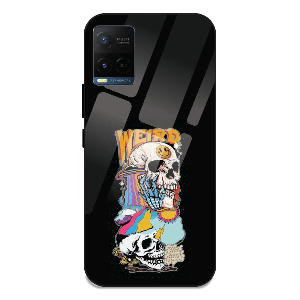 Weird Skull Graffiti - Glass Case For Vivo Y21T