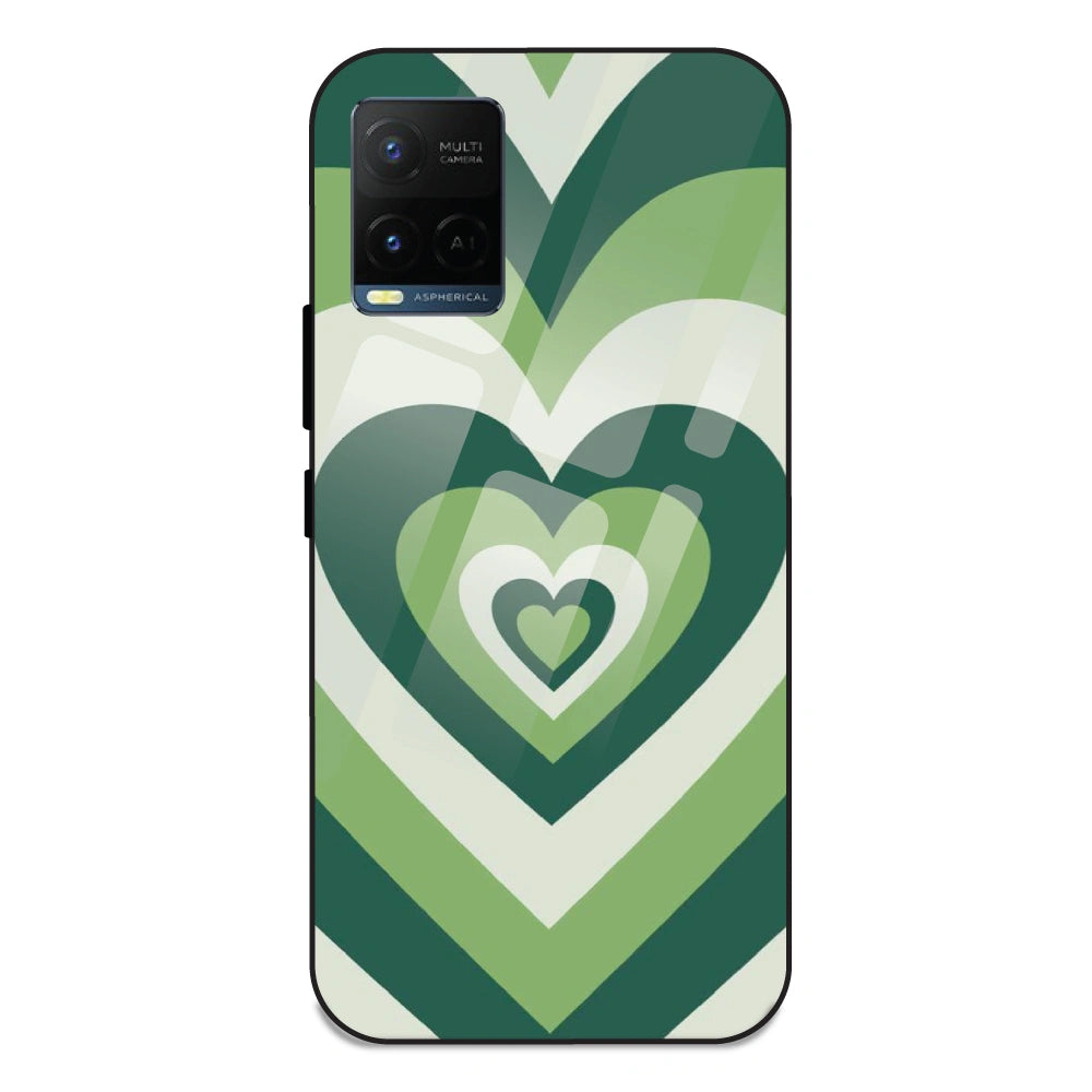 Green Hearts - Glass Case For Vivo Y21T