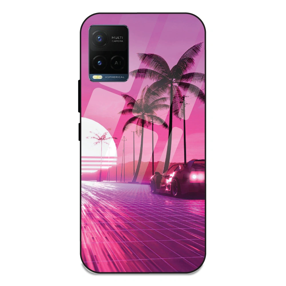 Retro Beach Synthwave - Glass Case For Vivo Y21T